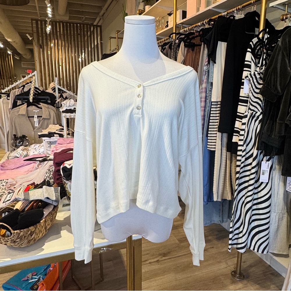 Z Supply Cream Long Sleeve Top